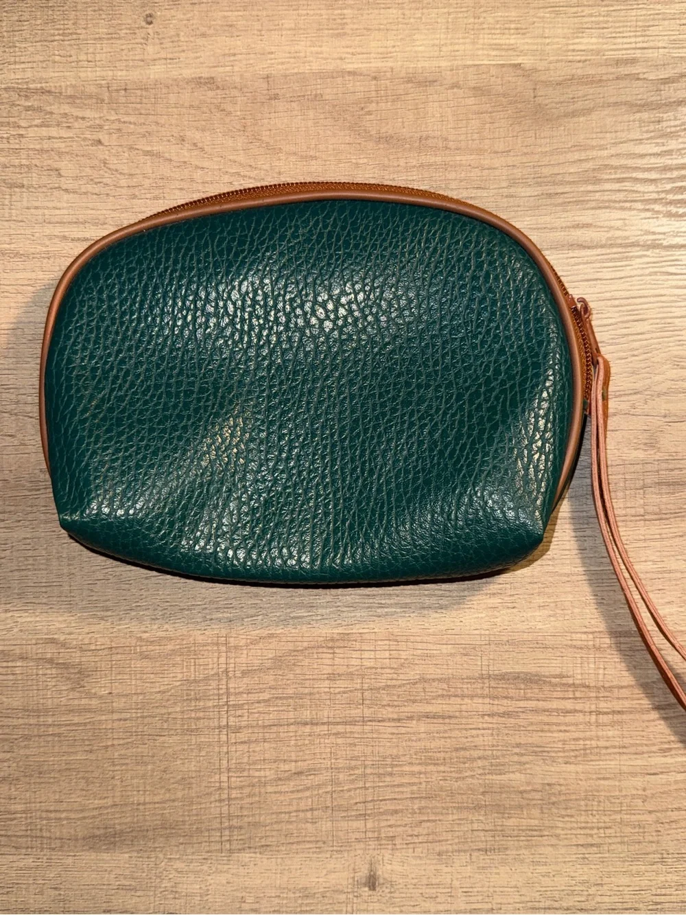 Vintage 3-Piece Nesting Cosmetic Pouch Set - Forest Green & Tan
